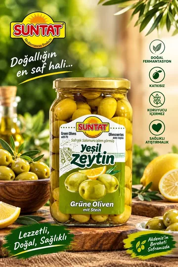 Sofralık Salamura İşlem Görmüş Yeşil Zeytin - SUNTAT